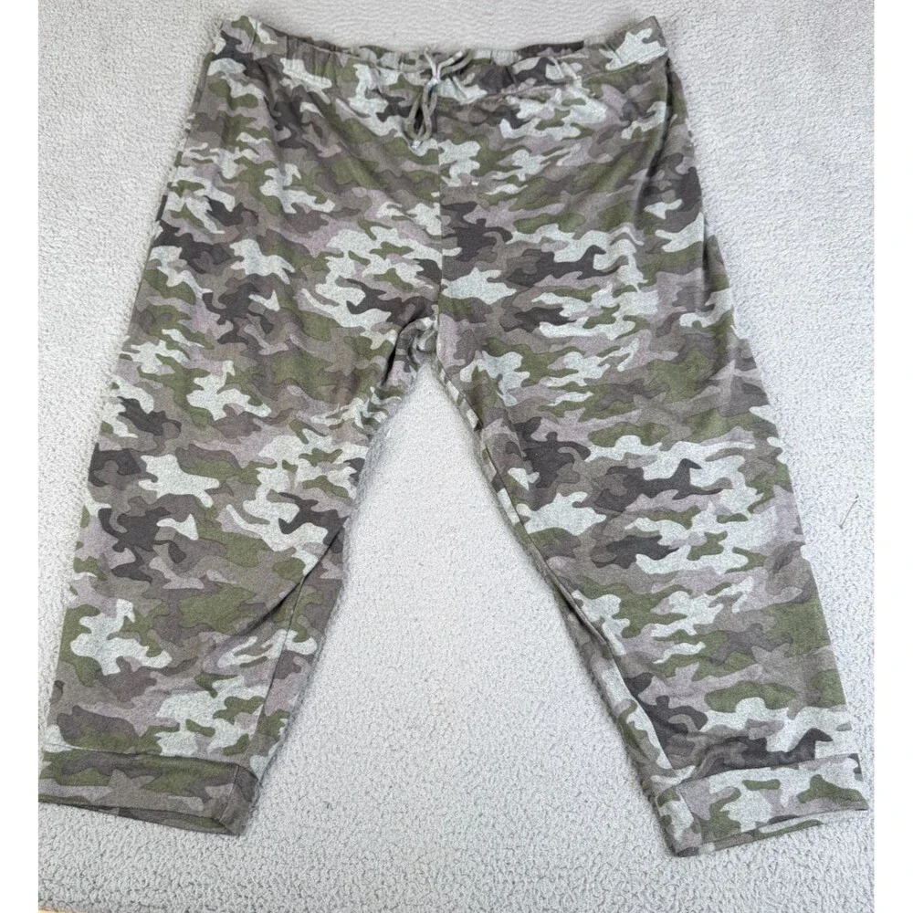 TIME AND TRU Camo Sweatpants Women 4X Green Plus Size Knit Athleisure Drawstring - Picture 1 of 9